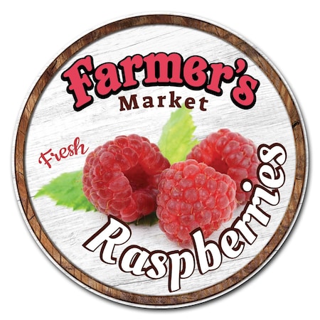 Farmers Market Raspberries Circle Vinyl Laminated Decal